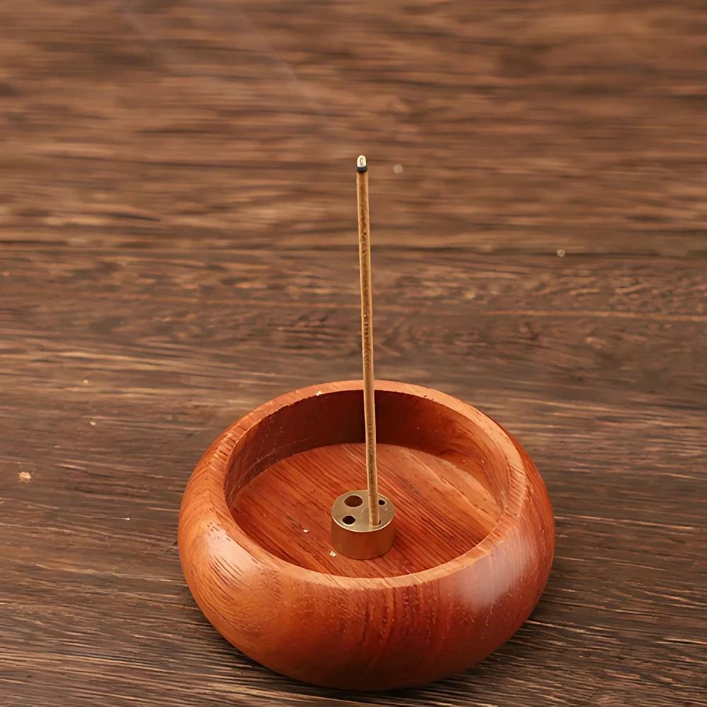 Round Solid Wood Incense Stick Holder by Casa & Beyond