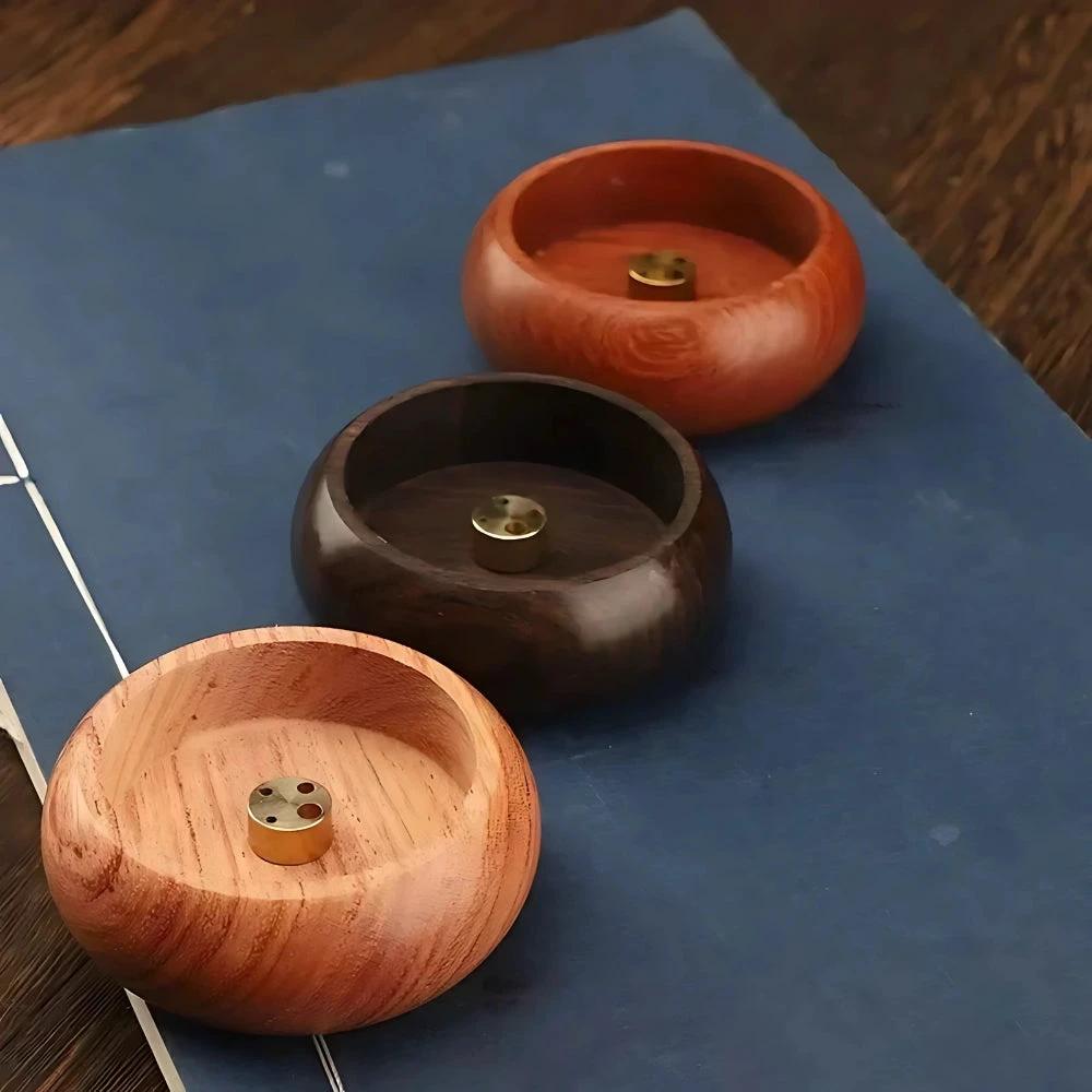 Round Solid Wood Incense Stick Holder by Casa & Beyond