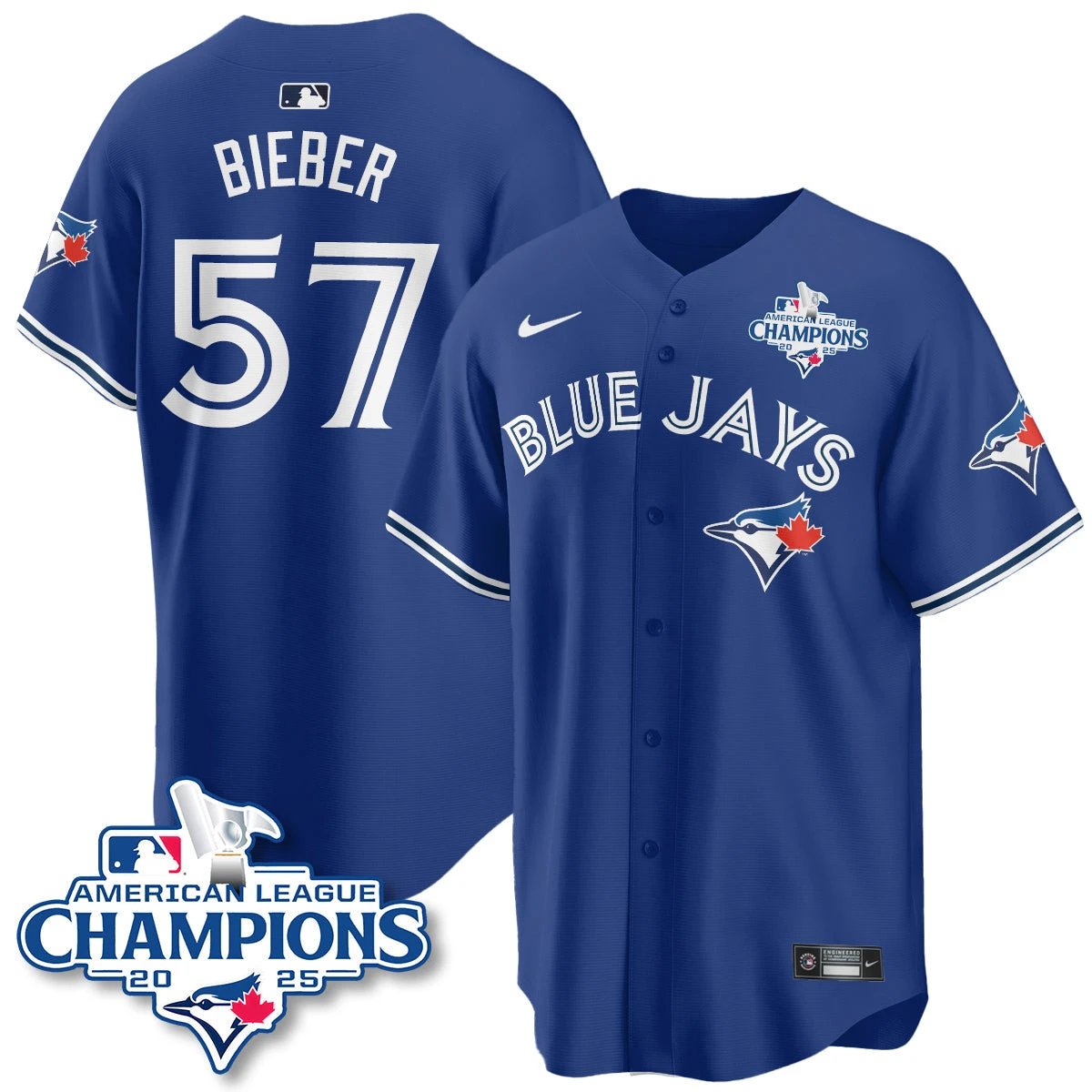 Toronto Blue Jays 2025 American League Champions Jersey - All Stitched by Toronto Blue Jays
