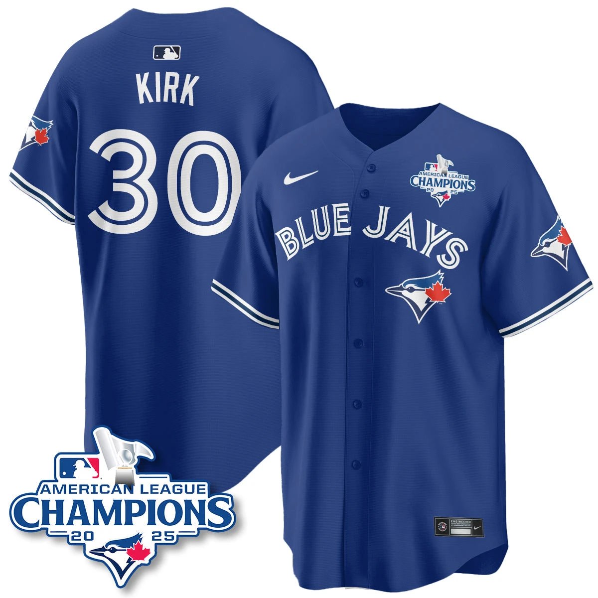 Toronto Blue Jays 2025 American League Champions Jersey - All Stitched by Toronto Blue Jays
