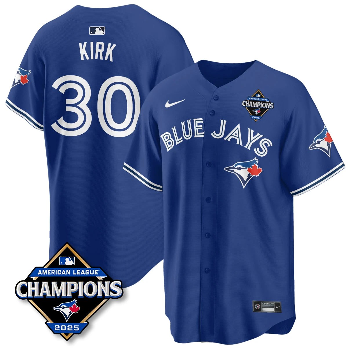 Toronto Blue Jays 2025 American League Champions Jersey - All Stitched by Toronto Blue Jays