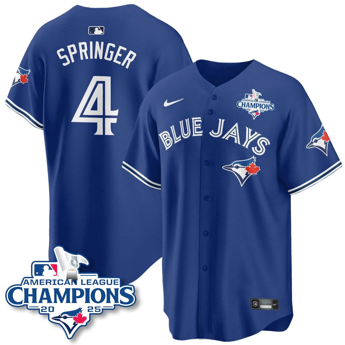 Toronto Blue Jays 2025 American League Champions Jersey - All Stitched by Toronto Blue Jays