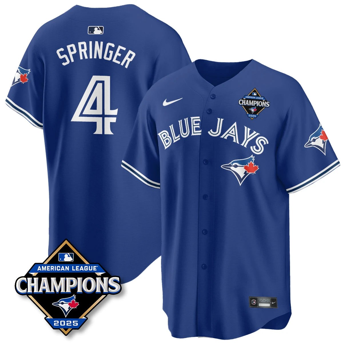 Toronto Blue Jays 2025 American League Champions Jersey - All Stitched by Toronto Blue Jays