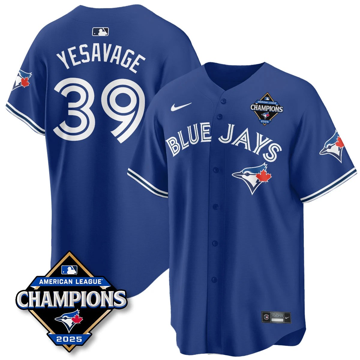 Toronto Blue Jays 2025 American League Champions Jersey - All Stitched by Toronto Blue Jays