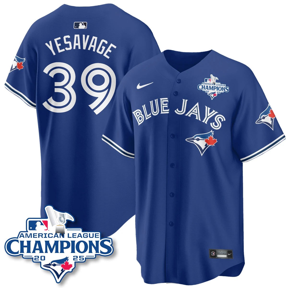 Toronto Blue Jays 2025 American League Champions Jersey - All Stitched by Toronto Blue Jays