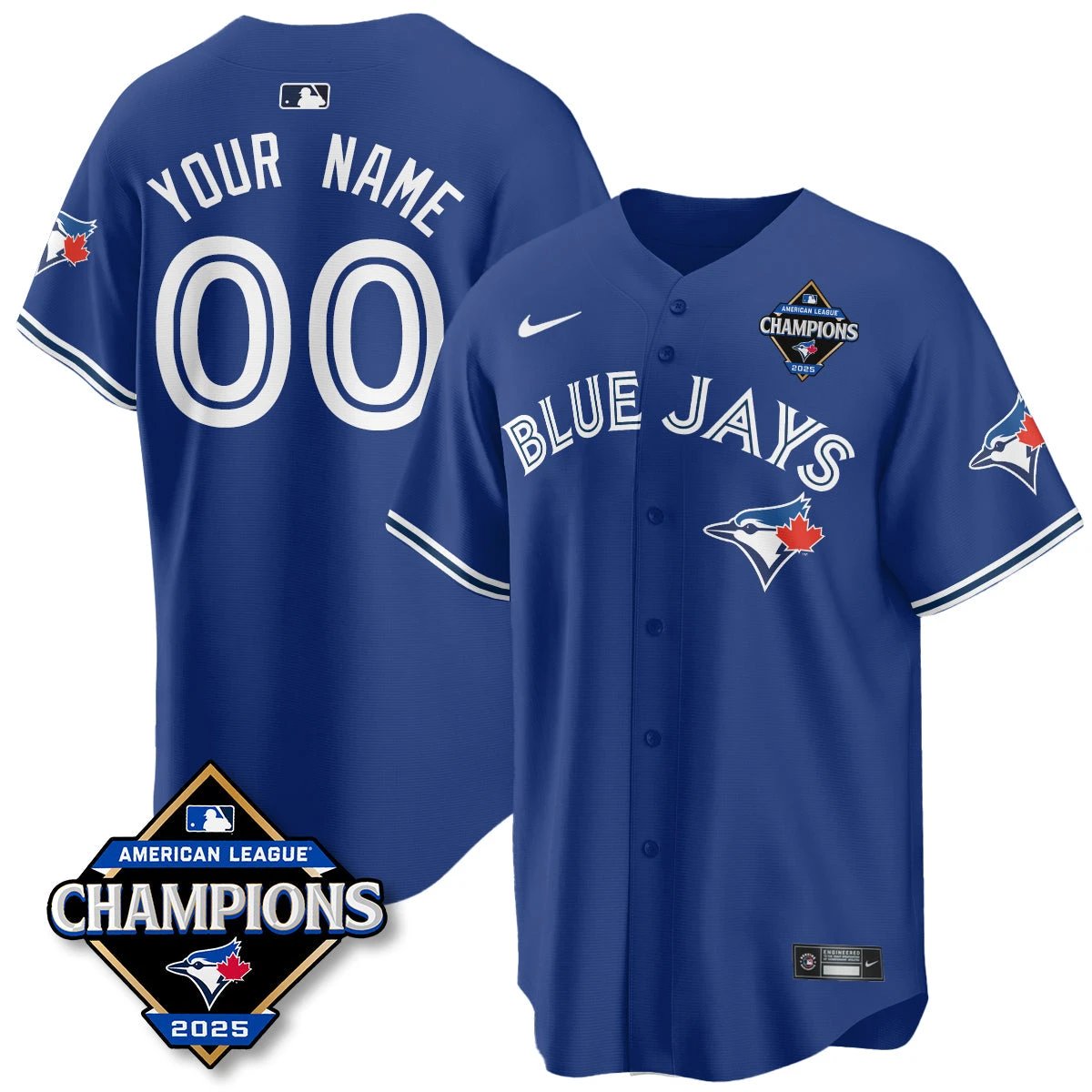 Toronto Blue Jays 2025 American League Champions Custom Jersey - All Stitched by Toronto Blue Jays