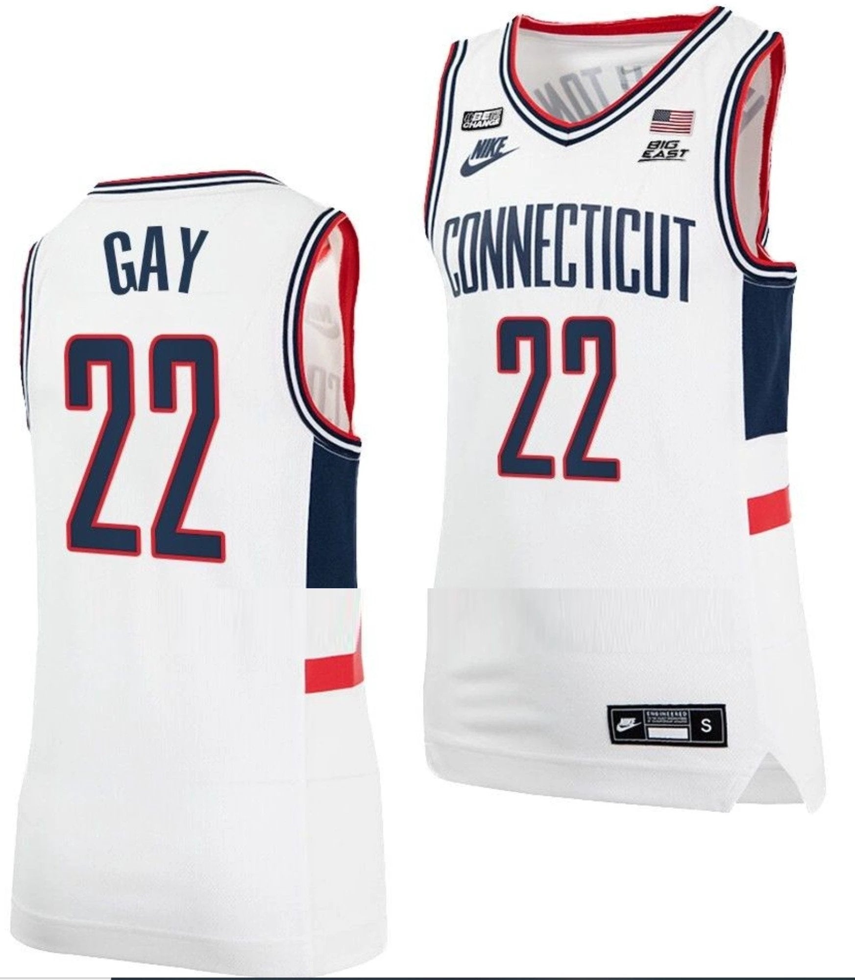 Rudy Gay Jersey UConn Huskies College Basketball Alumni White #22 by My store basketball
