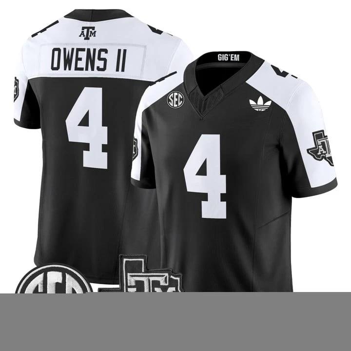 Rueben Owens II Jersey #4 Texas A&M Aggies 2025 Vapor V2 Stitched Black Alternate by NCAA Football Jersey