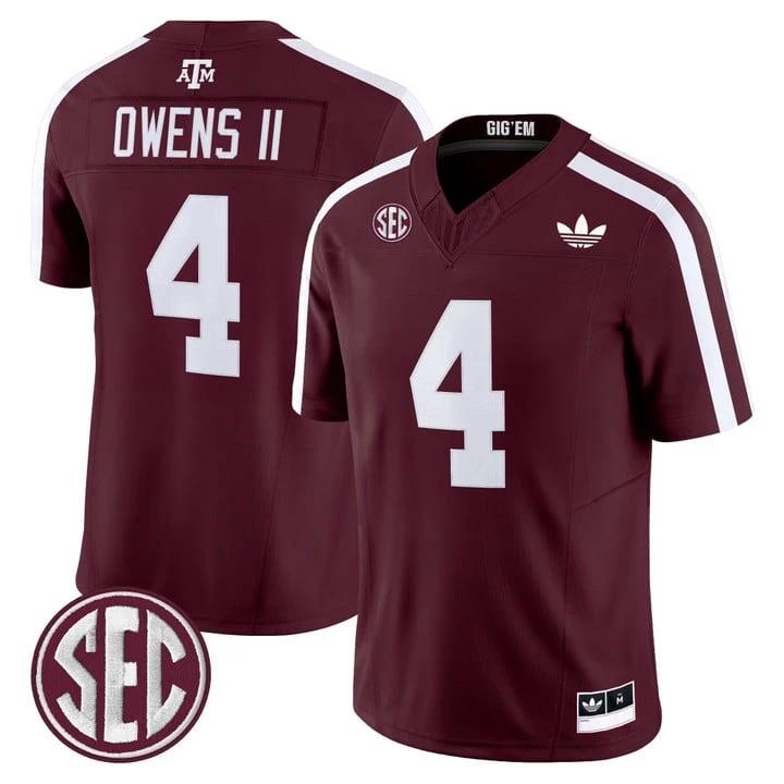 Rueben Owens II Jersey #4 Texas A&M Aggies 2025 Vapor V2 Stitched Maroon by NCAA Football Jersey