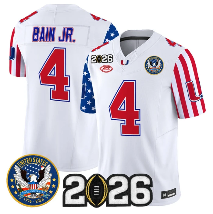 Rueben Bain Jr Jersey #4 Miami Hurricanes America 250 Edition 2026 CFP Stitched by My Store NCAA Football Jerseys