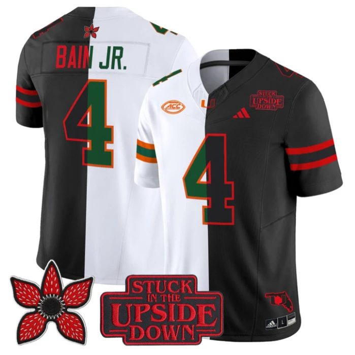 Rueben Bain Jr Jersey #4 Miami Hurricanes Upside Down Edition Stitched by My Store NCAA Football Jerseys