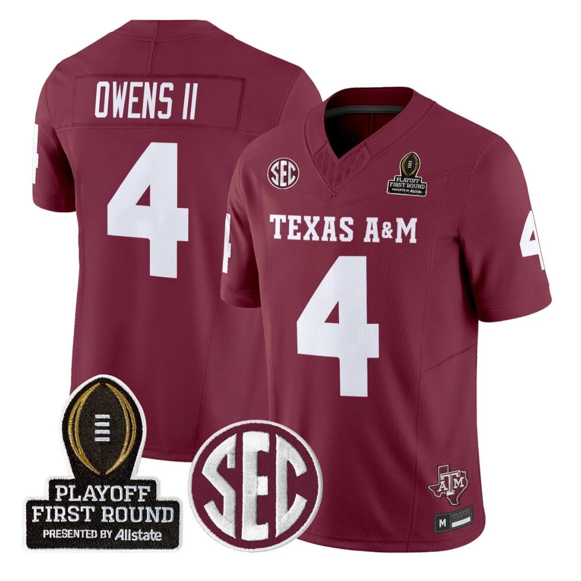 Rueben Owens II Jersey #4 Texas A&M Aggies 2025 Playoff First Round by My Store NCAA Football Jerseys