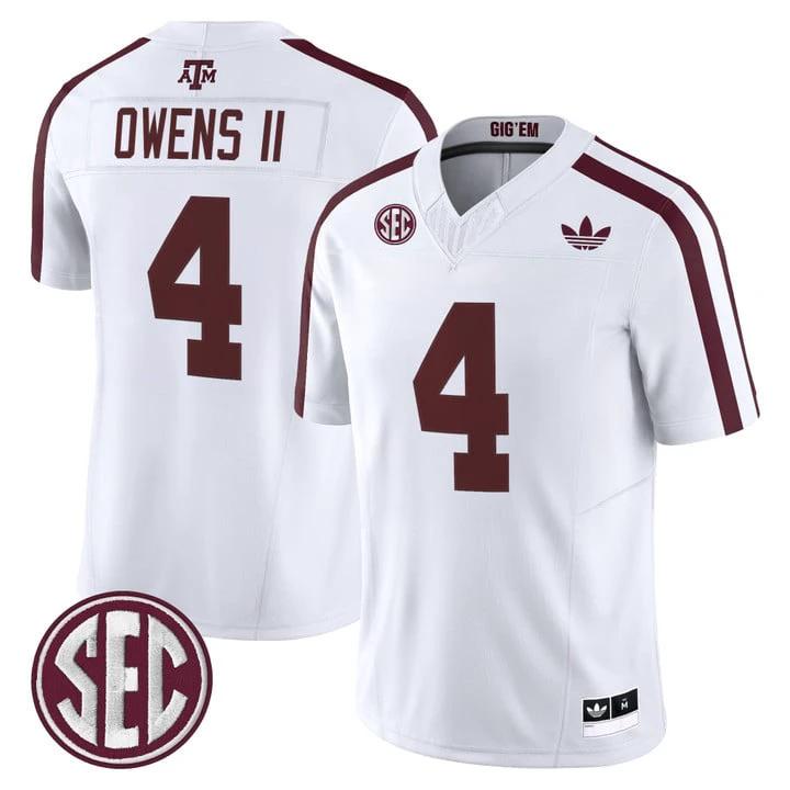 Rueben Owens II Jersey #4 Texas A&M Aggies 2025 Vapor V2 Stitched by My Store NCAA Football Jerseys