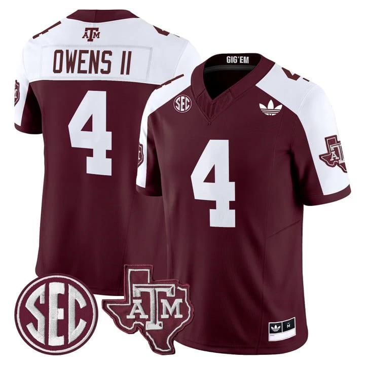 Rueben Owens II Jersey #4 Texas A&M Aggies 2025 Vapor V2 Stitched by My Store NCAA Football Jerseys
