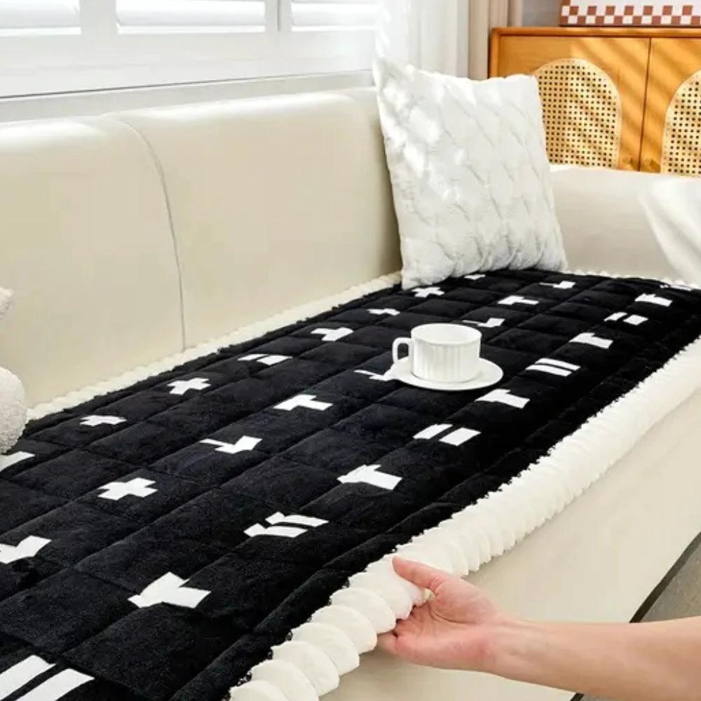 Ruffled Cloud Edge Quilted Couch Cover by Casa & Beyond