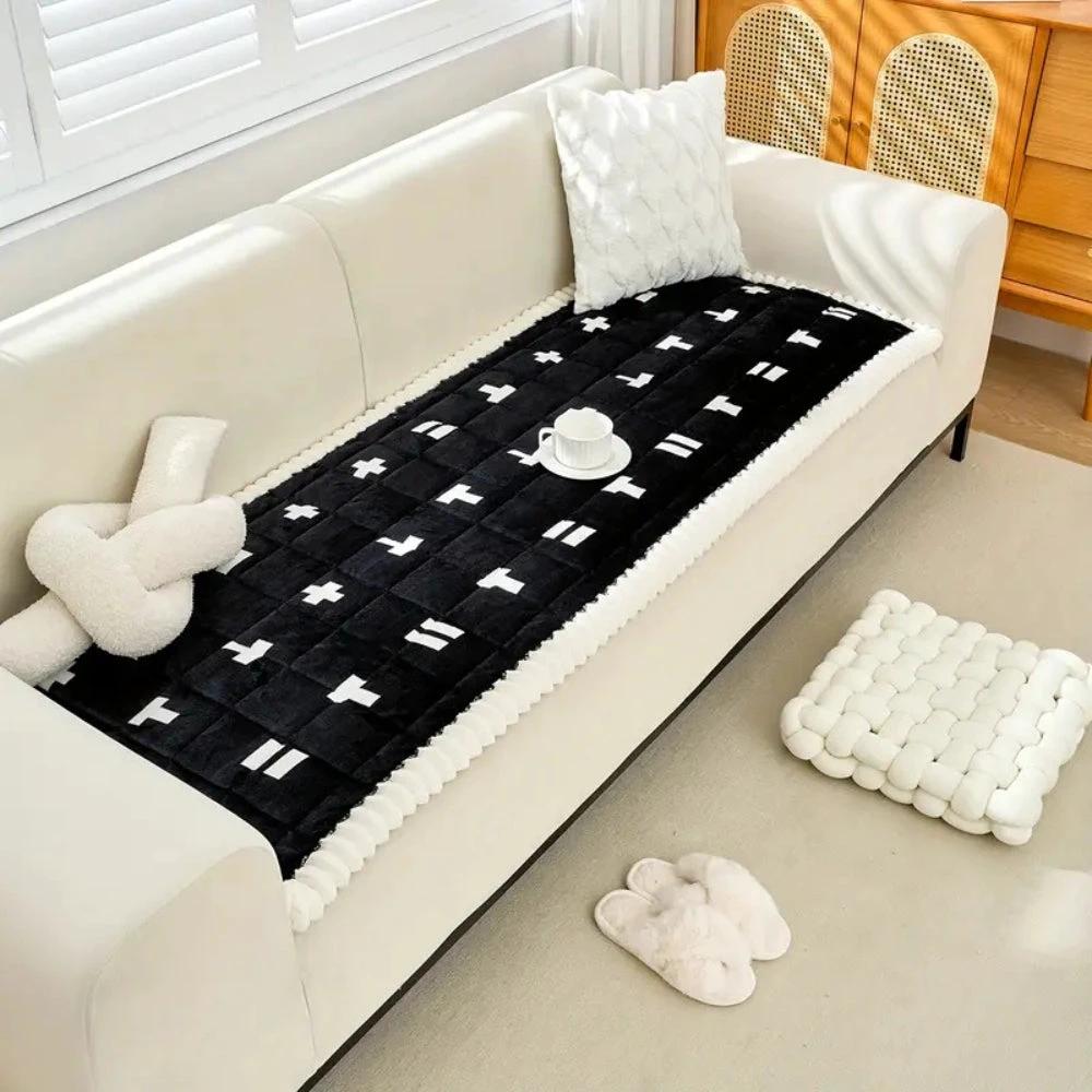 Ruffled Cloud Edge Quilted Couch Cover by Casa & Beyond