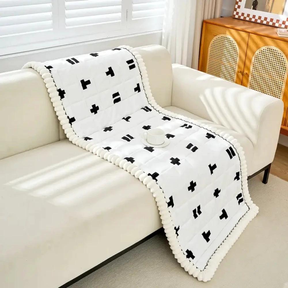 Ruffled Cloud Edge Quilted Couch Cover by Casa & Beyond