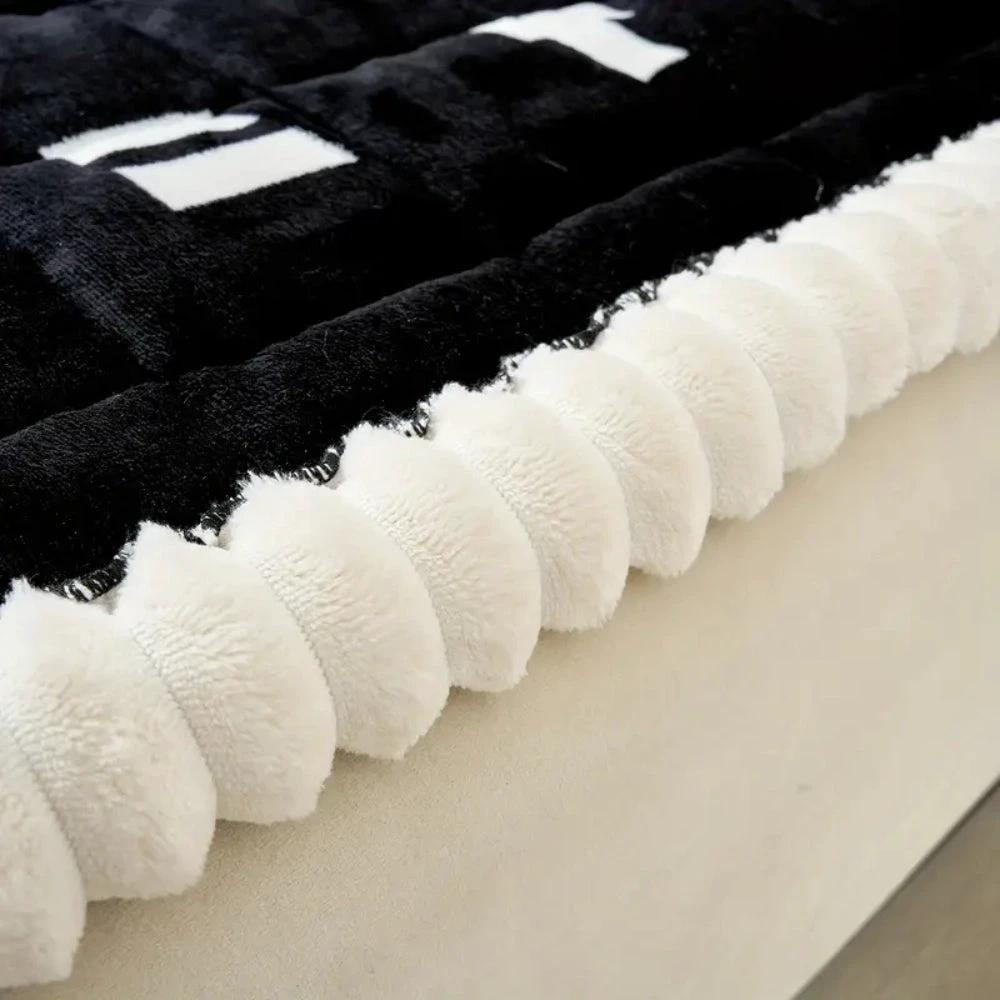 Ruffled Cloud Edge Quilted Couch Cover by Casa & Beyond