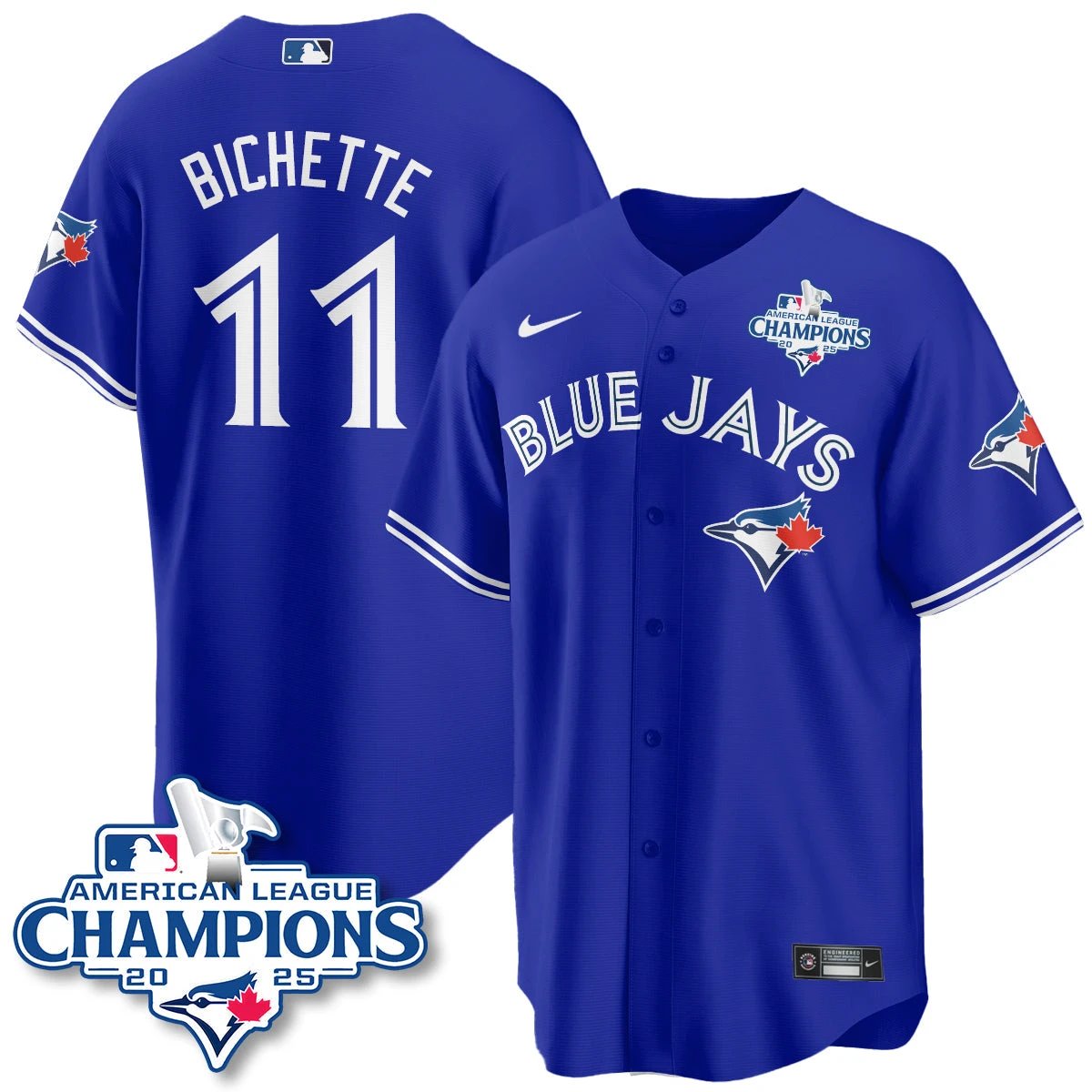 Toronto Blue Jays 2025 American League Champions Jersey - All Stitched by Toronto Blue Jays