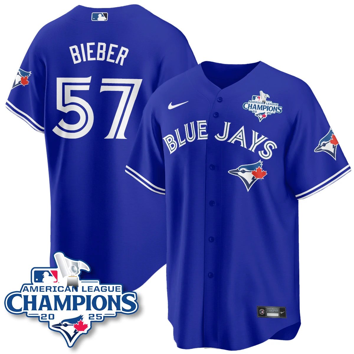 Toronto Blue Jays 2025 American League Champions Jersey - All Stitched by Toronto Blue Jays