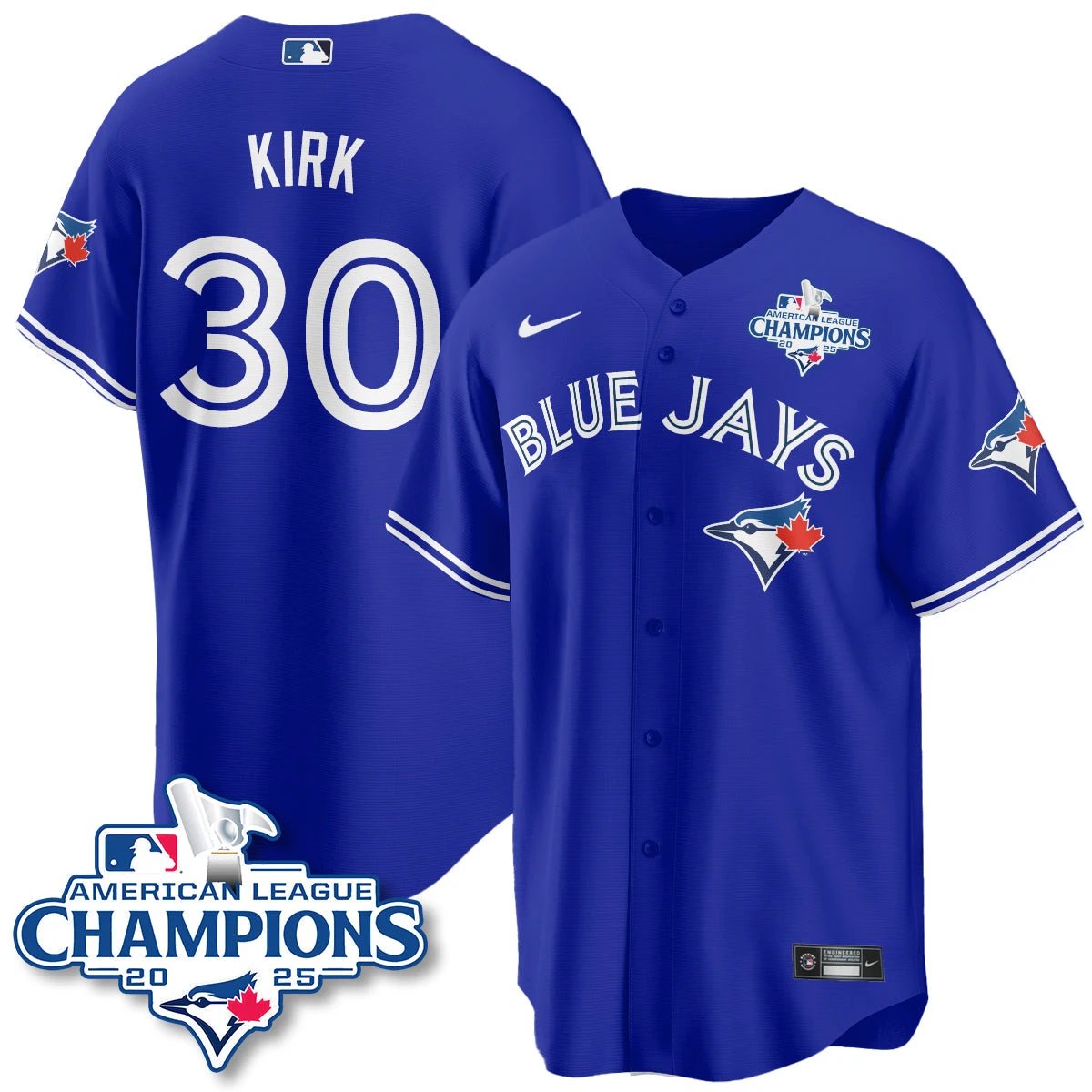 Toronto Blue Jays 2025 American League Champions Jersey - All Stitched by Toronto Blue Jays