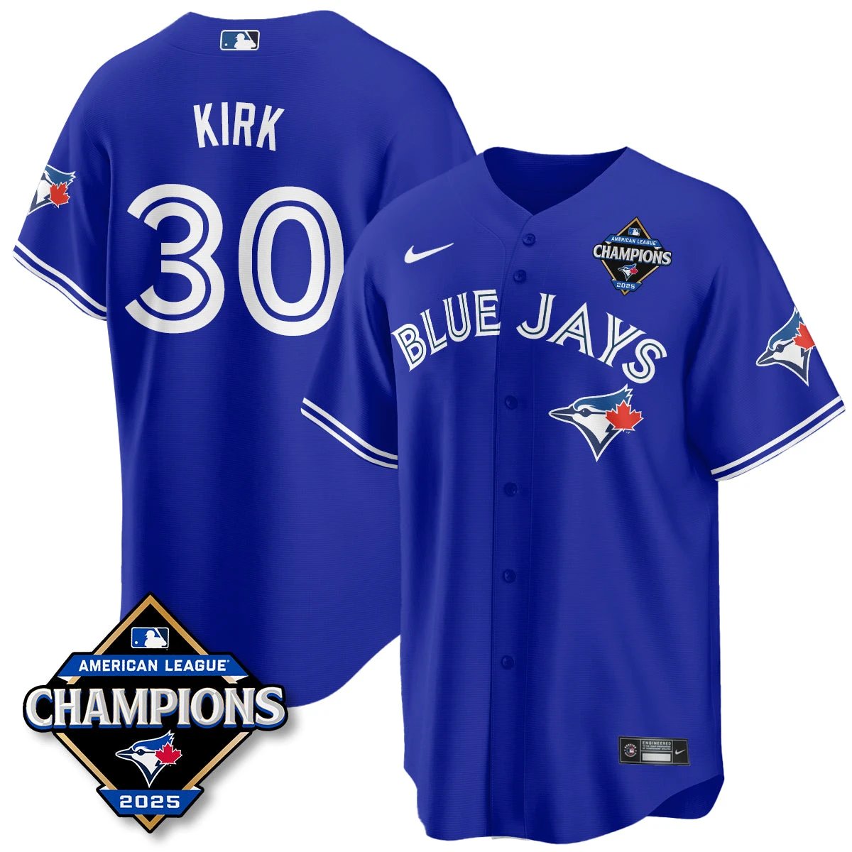 Toronto Blue Jays 2025 American League Champions Jersey - All Stitched by Toronto Blue Jays