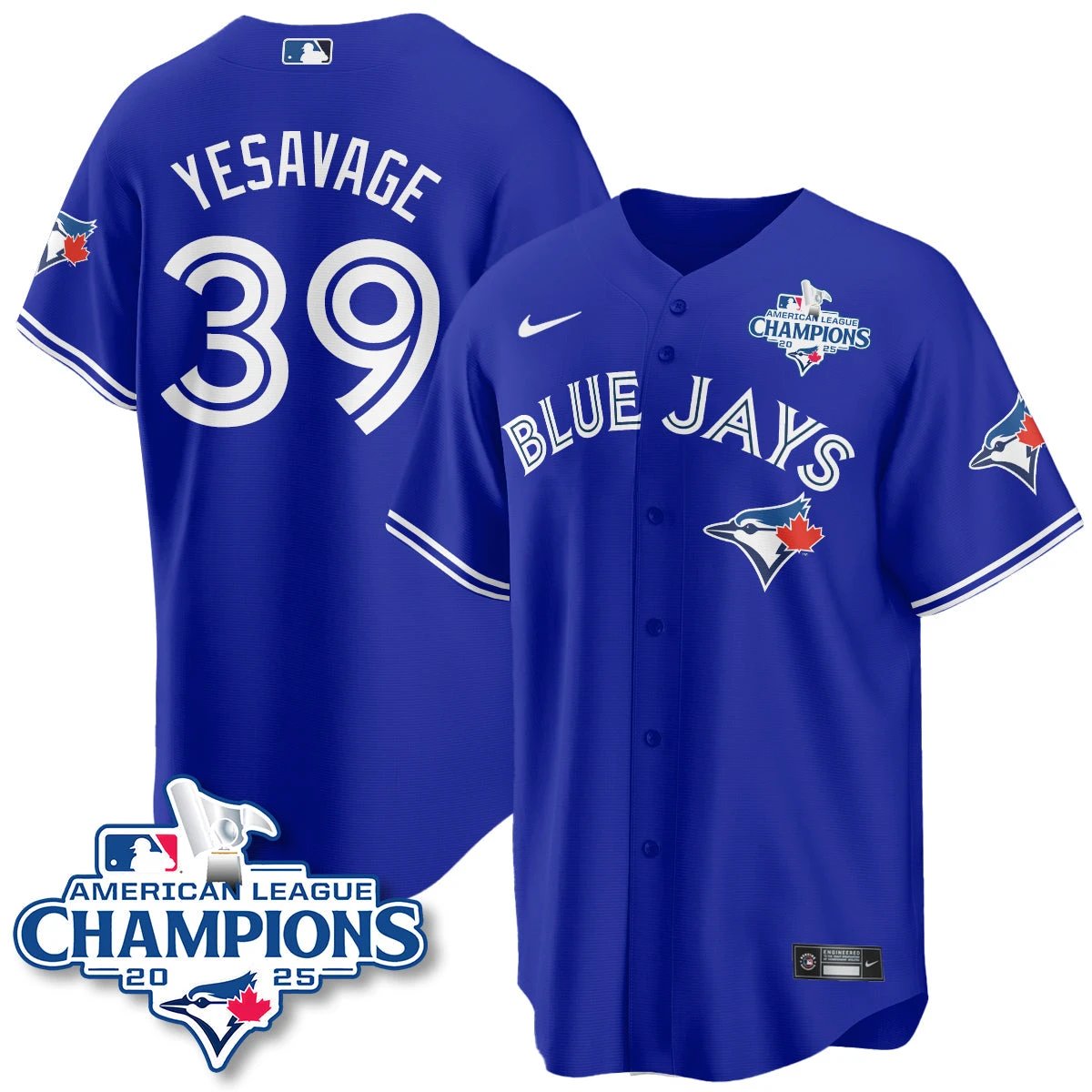 Toronto Blue Jays 2025 American League Champions Jersey - All Stitched by Toronto Blue Jays