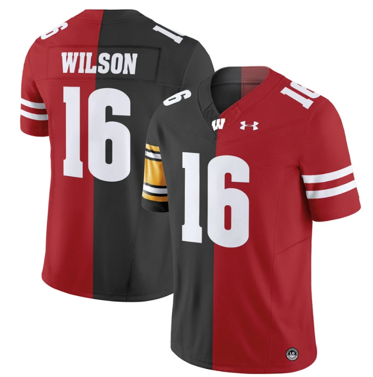 Russell Wilson Jersey Steelers #16 Wisconsin Badgers Split Vapor Football by NCAA Football Jersey
