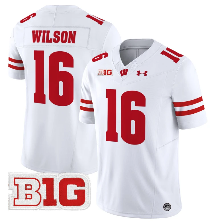 Russell Wilson Jersey #16 Wisconsin Badgers Vapor Football Stitched White by My Store