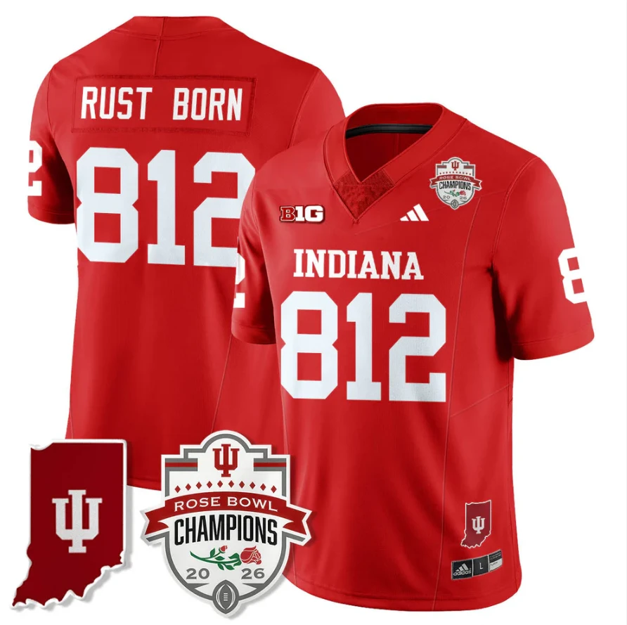Rust Born Jersey #812 Indiana Hoosiers Rose Bowl Champions Stitched Red by NCAA Football Jersey