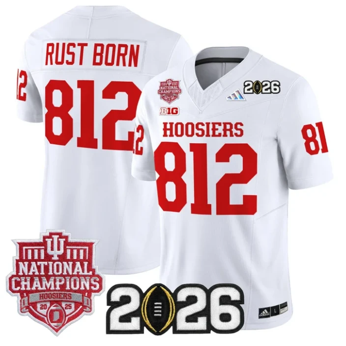 Rust Born Jersey #812 Hoosiers 2025 National Champions 2026 Patch Stitched by My Store NCAA Football Jerseys