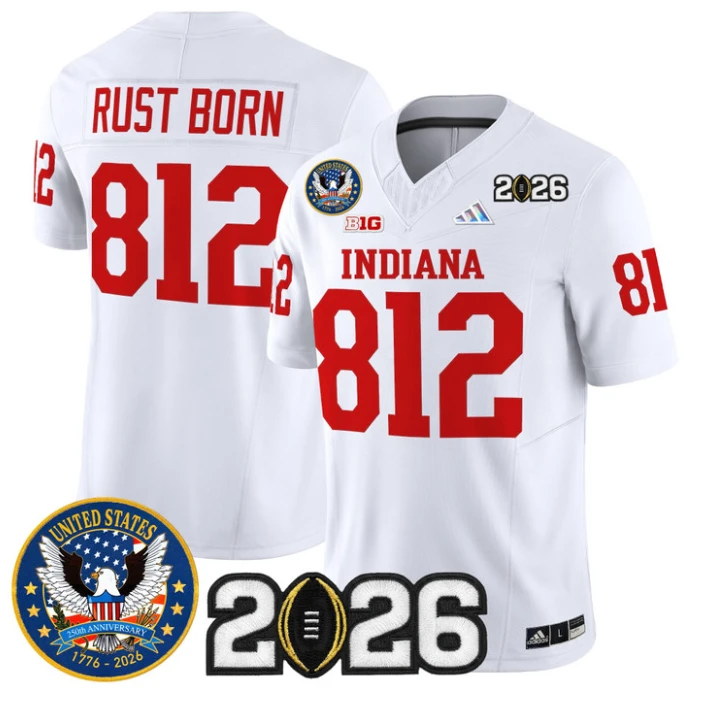 Rust Born Jersey #812 Hoosiers United States 250th Patch V2 Stitched by My Store NCAA Football Jerseys