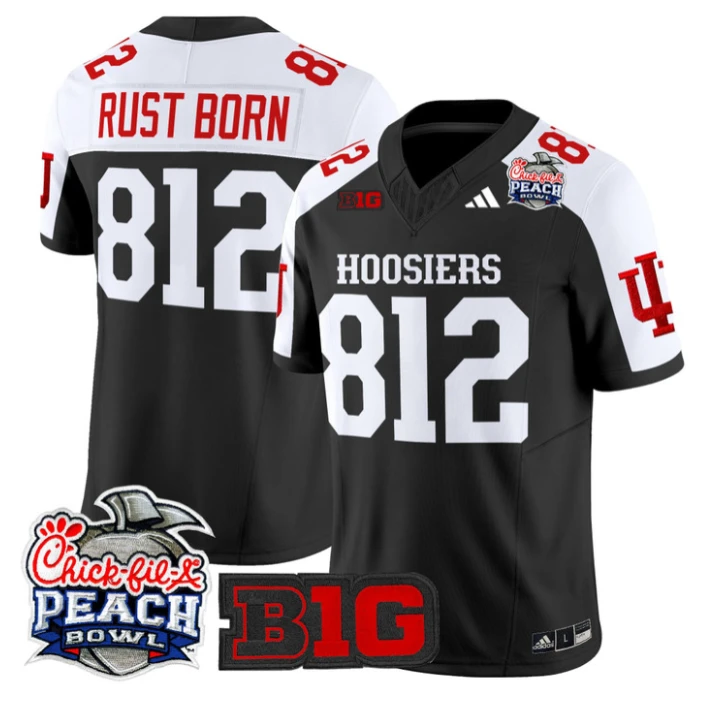 Rust Born Jersey #812 Indiana Hoosiers 2026 Peach Bowl Patch Stitched by My Store NCAA Football Jerseys