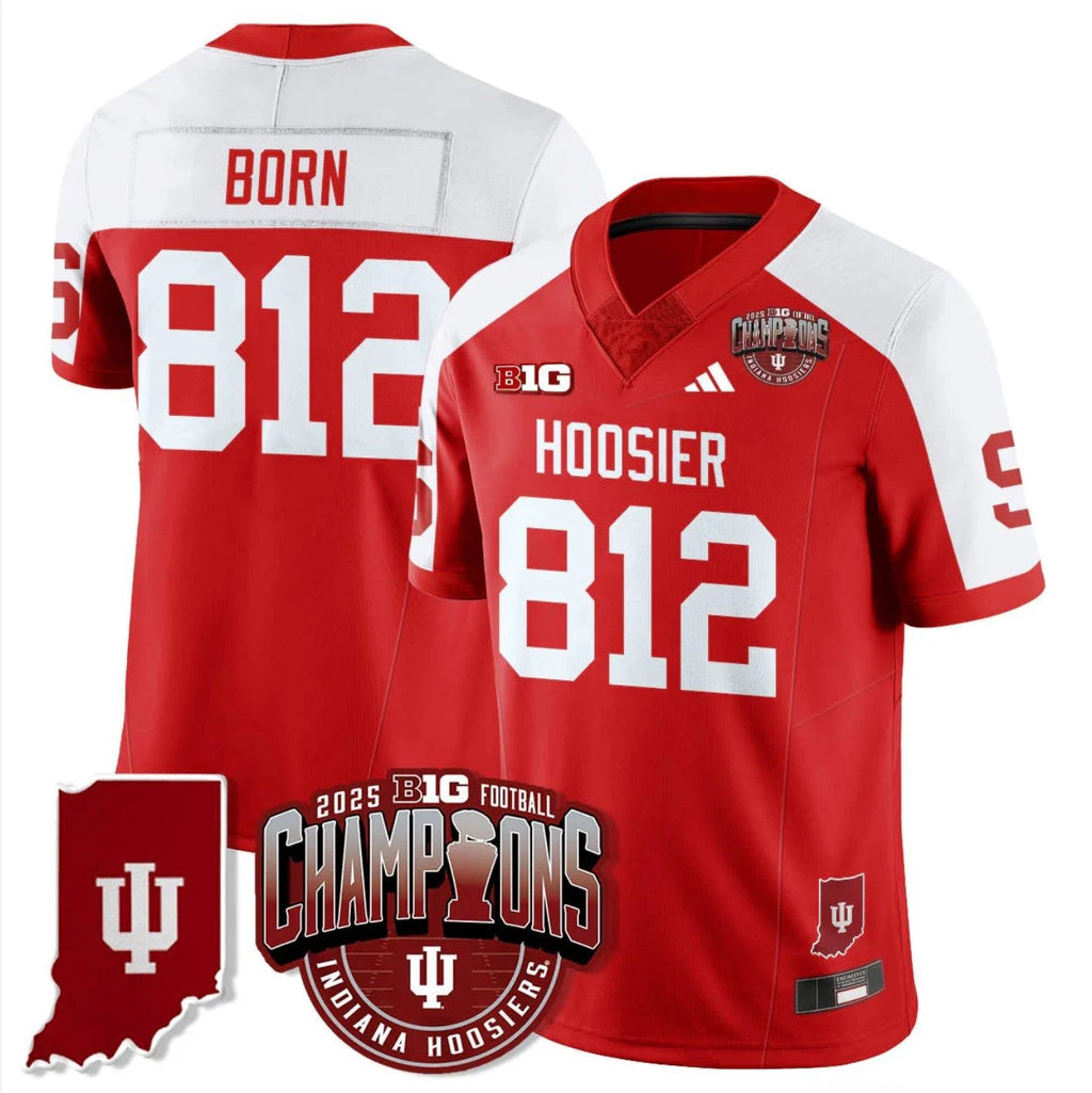 Rust Born Jersey #812 Indiana Hoosiers Big 10 Champions Limited Stitched by My Store NCAA Football Jerseys