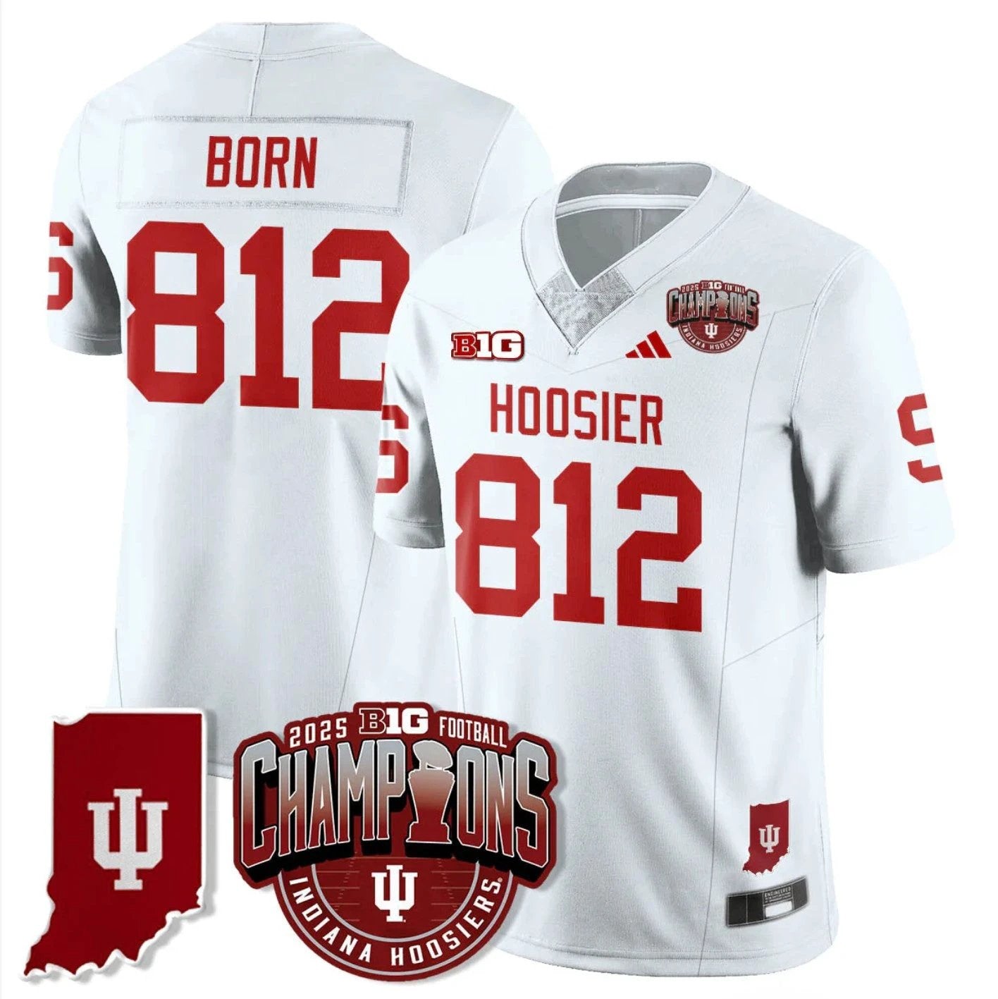 Rust Born Jersey #812 Indiana Hoosiers Big 10 Champions Limited Stitched by My Store NCAA Football Jerseys