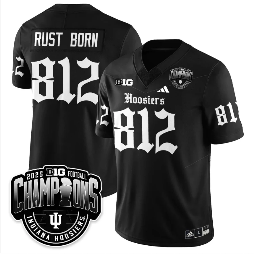 Rust Born Jersey #812 Indiana Hoosiers Gothic Big 10 Champions Stitched by My Store NCAA Football Jerseys