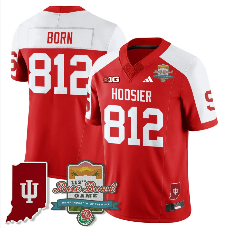 Rust Born Jersey #812 Indiana Hoosiers Rose Bowl 112th Patch Stitched by My Store NCAA Football Jerseys