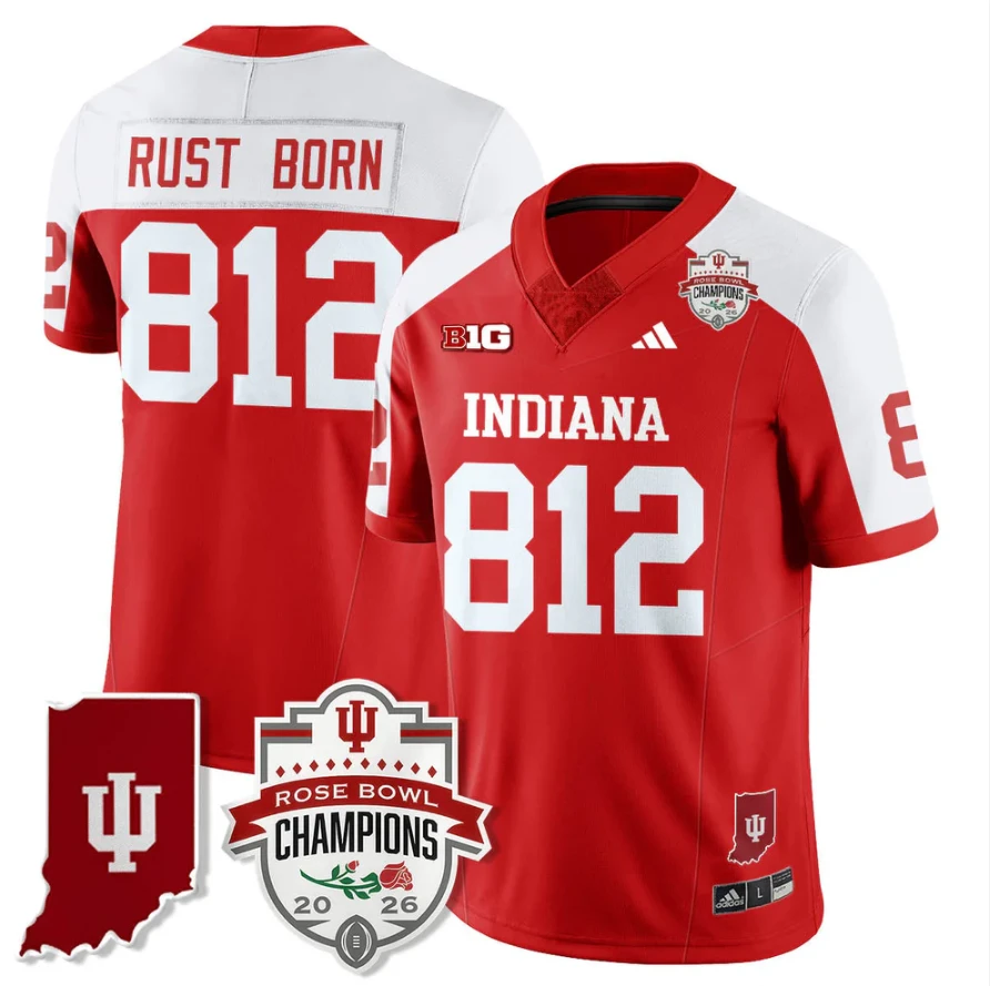 Rust Born Jersey #812 Indiana Hoosiers Rose Bowl Champions Stitched by My Store NCAA Football Jerseys