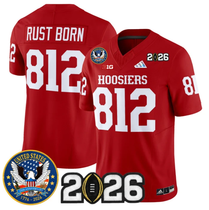 Rust Born Jersey #812 Indiana Hoosiers United States 250th 2026 Stitched by My Store NCAA Football Jerseys