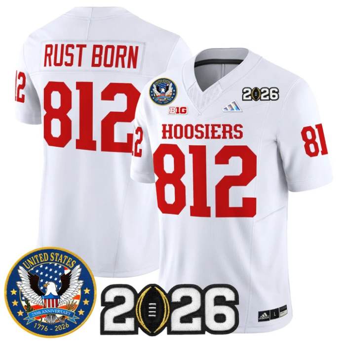 Rust Born Jersey #812 Indiana Hoosiers United States 250th 2026 Stitched by My Store NCAA Football Jerseys