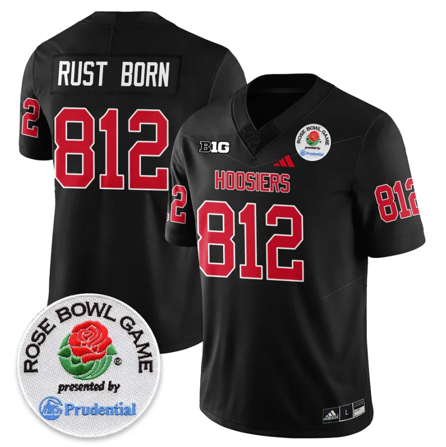 Rust Born Jersey #812 Indiana Hoosiers Vapor Rose Bowl Patch Stitched by My Store NCAA Football Jerseys