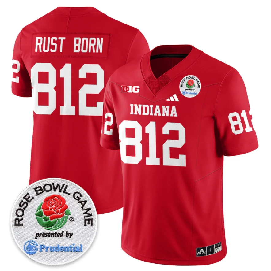 Rust Born Jersey #812 Indiana Hoosiers Vapor Rose Bowl Patch Stitched by My Store NCAA Football Jerseys