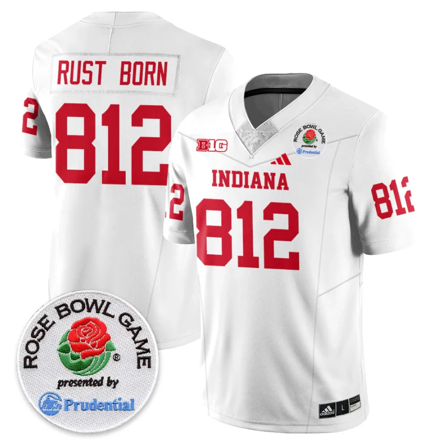 Rust Born Jersey #812 Indiana Hoosiers Vapor Rose Bowl Patch Stitched by My Store NCAA Football Jerseys