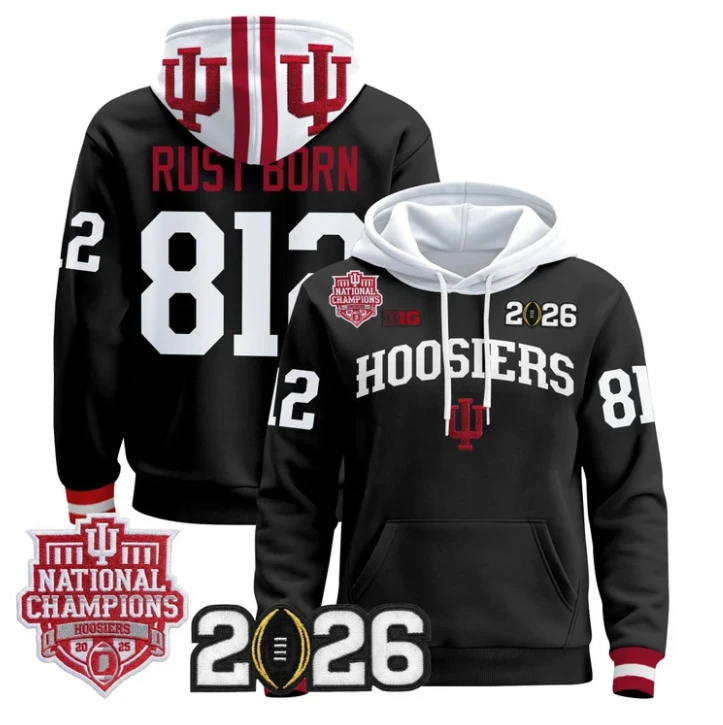 Rust Born Pullover Hoodie #812 Hoosiers 2025 National Champions Stitched by Hoodie Pullover