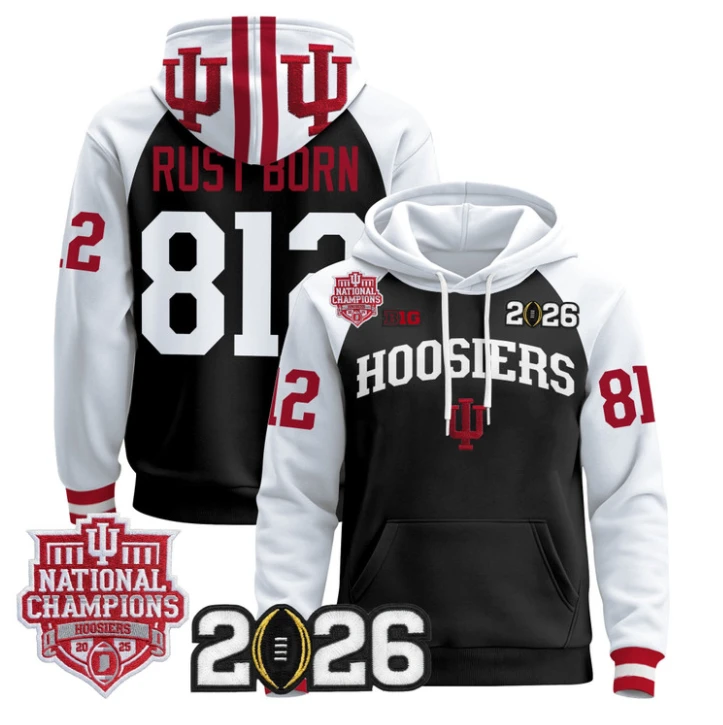 Rust Born Pullover Hoodie #812 Hoosiers 2025 National Champions Stitched by Hoodie Pullover