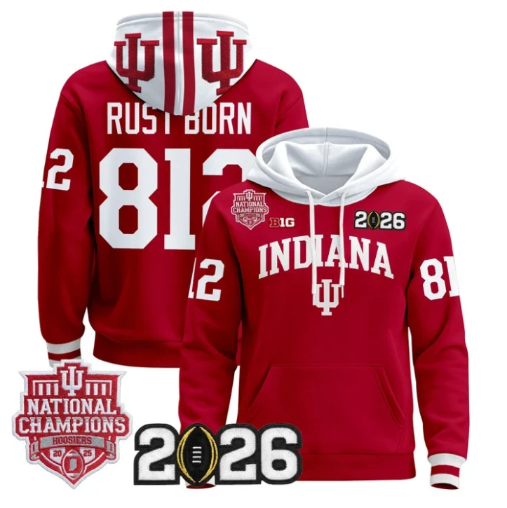 Rust Born Pullover Hoodie #812 Hoosiers 2025 National Champions Stitched by Hoodie Pullover