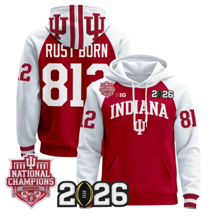 Rust Born Pullover Hoodie #812 Hoosiers 2025 National Champions Stitched by Hoodie Pullover