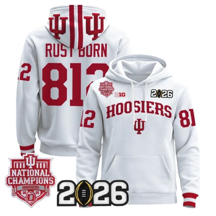 Rust Born Pullover Hoodie #812 Hoosiers 2025 National Champions Stitched by Hoodie Pullover