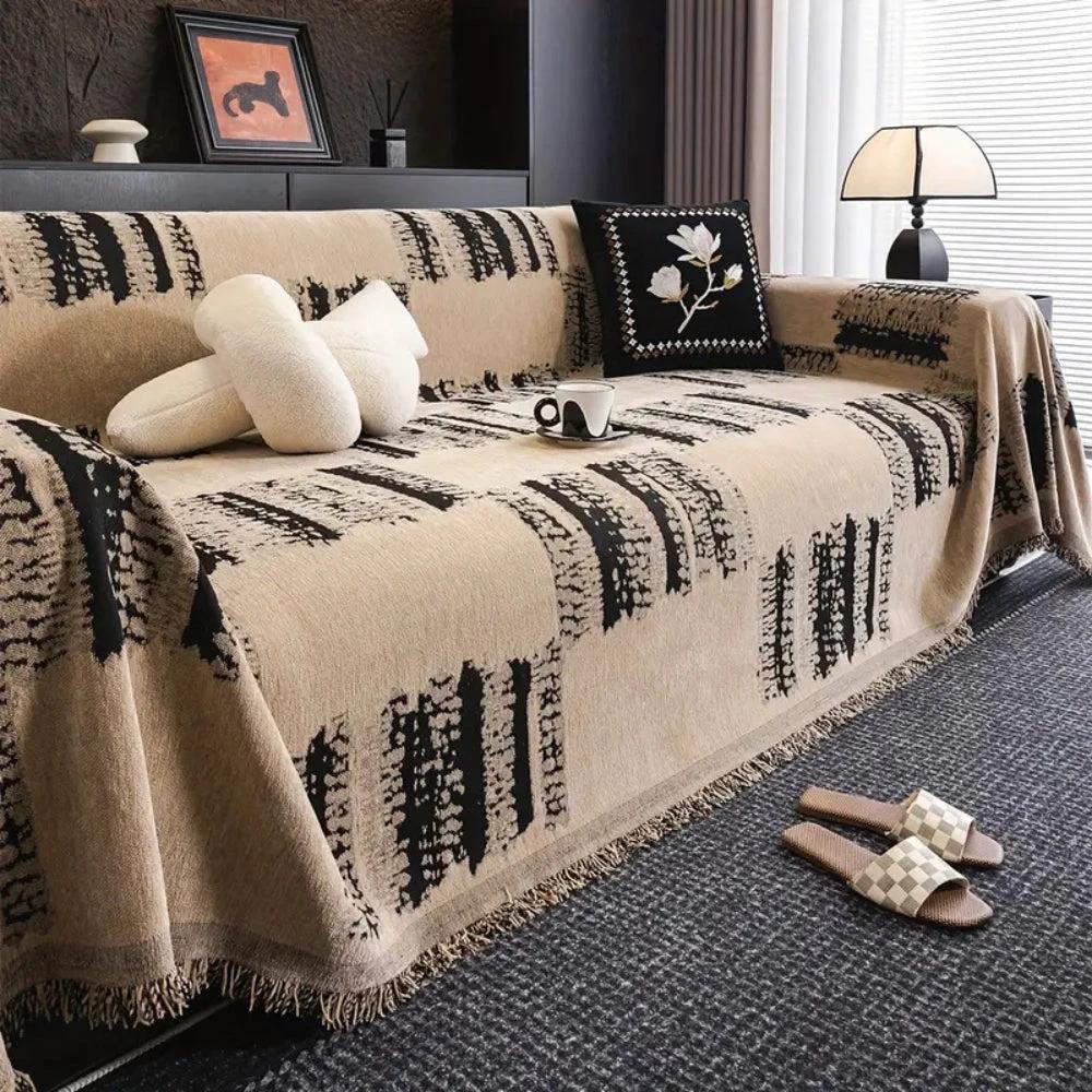 Rustic Abstract Chenille Sofa Cover by Casa & Beyond