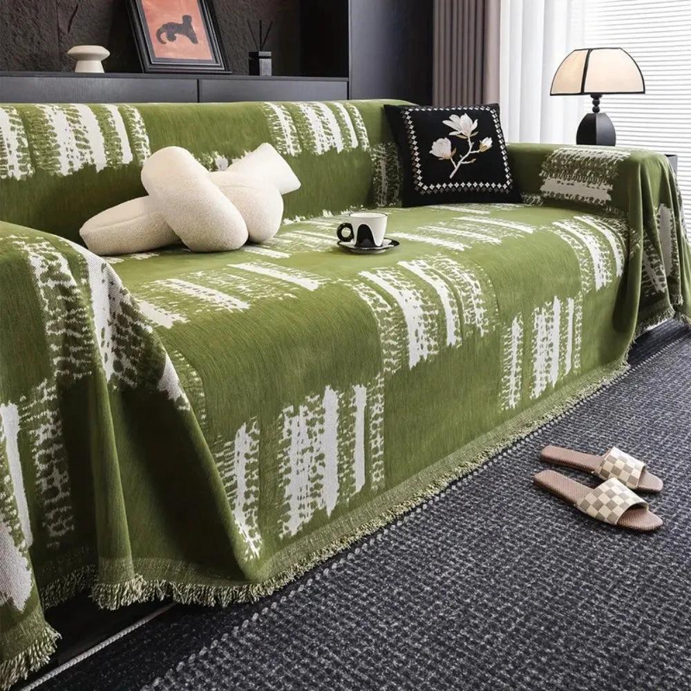 Rustic Abstract Chenille Sofa Cover by Casa & Beyond